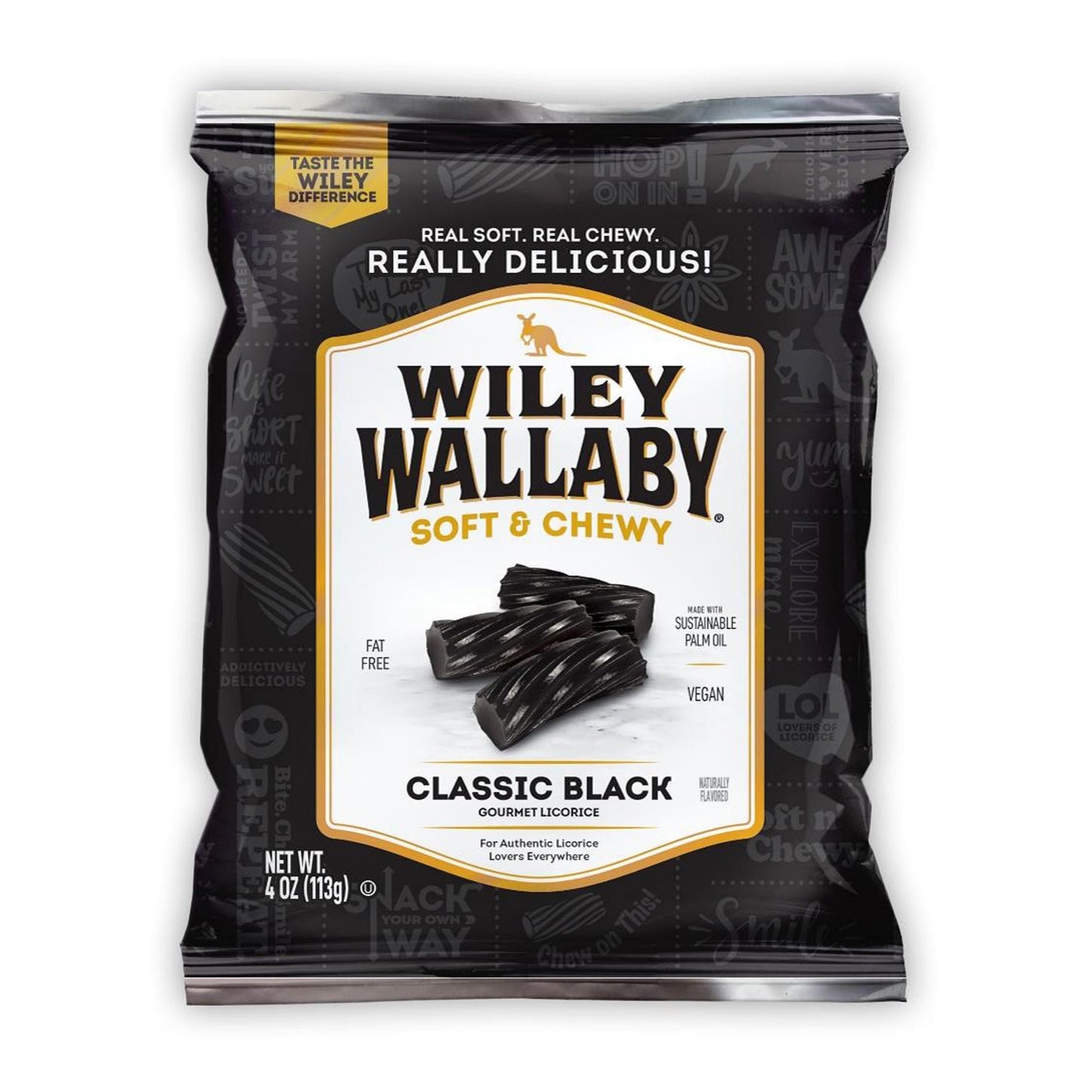 Welcome to the world of Wiley Wallaby Classic Black Licorice, where each bite is a delightful blend of tradition and taste. Available in a convenient 4 oz. bag, this licorice is not just a treat; it's an experience. Crafted to be soft and chewy, it offers a satisfying texture that keeps you coming back for more. Perfectly suited for those seeking a guilt-free indulgence, it's both fat-free and vegan, ensuring everyone can enjoy its rich flavor without compromise. Whether you're a licorice enthusiast or simp