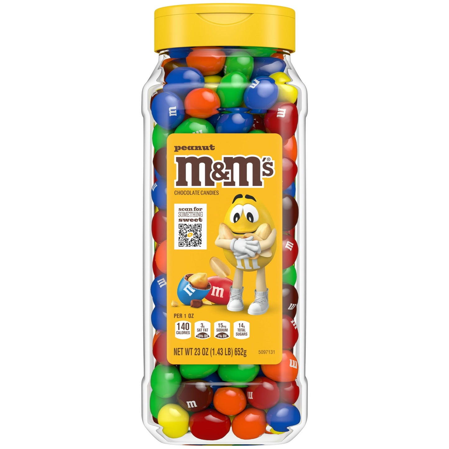 There is a bulk load of fun coming your way with M&M’S Peanut Milk Chocolate Bulk Candy Jars! This exclusive 23-ounce chocolate candy jar assortment is packed with the beloved flavors of roasted peanuts, and creamy milk chocolate in colorful candy shells. Not only are these bulk jars resealable, but they're also made of 100% recycled contents, excluding the candy jar lid. M&M’S Peanut Chocolate candy brings convenience and sustainability to every colorful bite! Mix the perfect trail mix for a fun milk choco