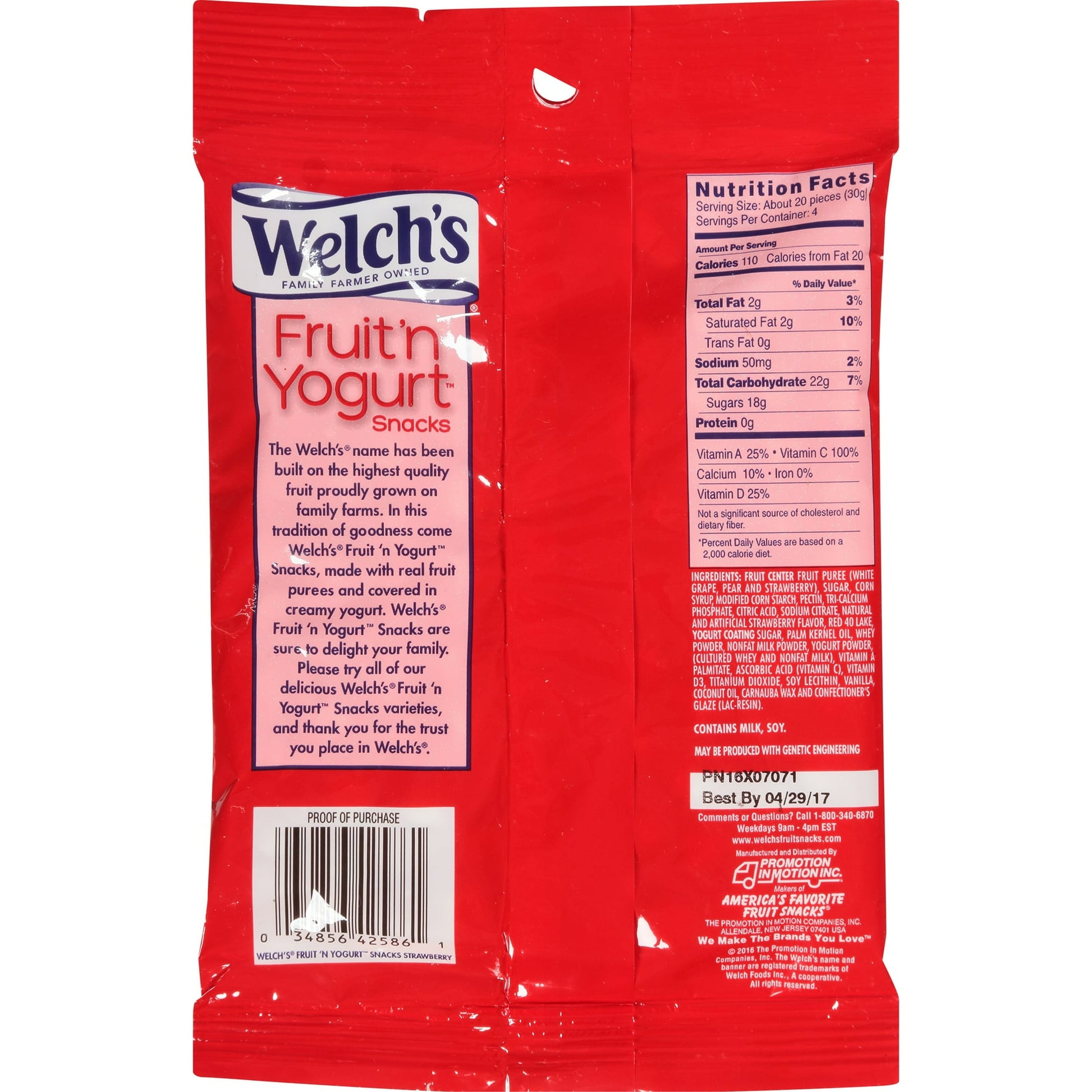 Welch's strawberry fruit 'n yogurt snacks are a delightfully fruity and sweet candy. They are made with real fruit puree and wrapped in creamy yogurt. Welch's snacks uses the highest quality fruit proudly grown on family farms. These candies are naturally low in fat and will satisfy a sweet tooth. They are sure to please candy lovers of all ages. Bring them on long car trips, snack on them while watching a movie, or sprinkle them on ice cream for a fabulous and unique dessert. Try them in other fruit flavor