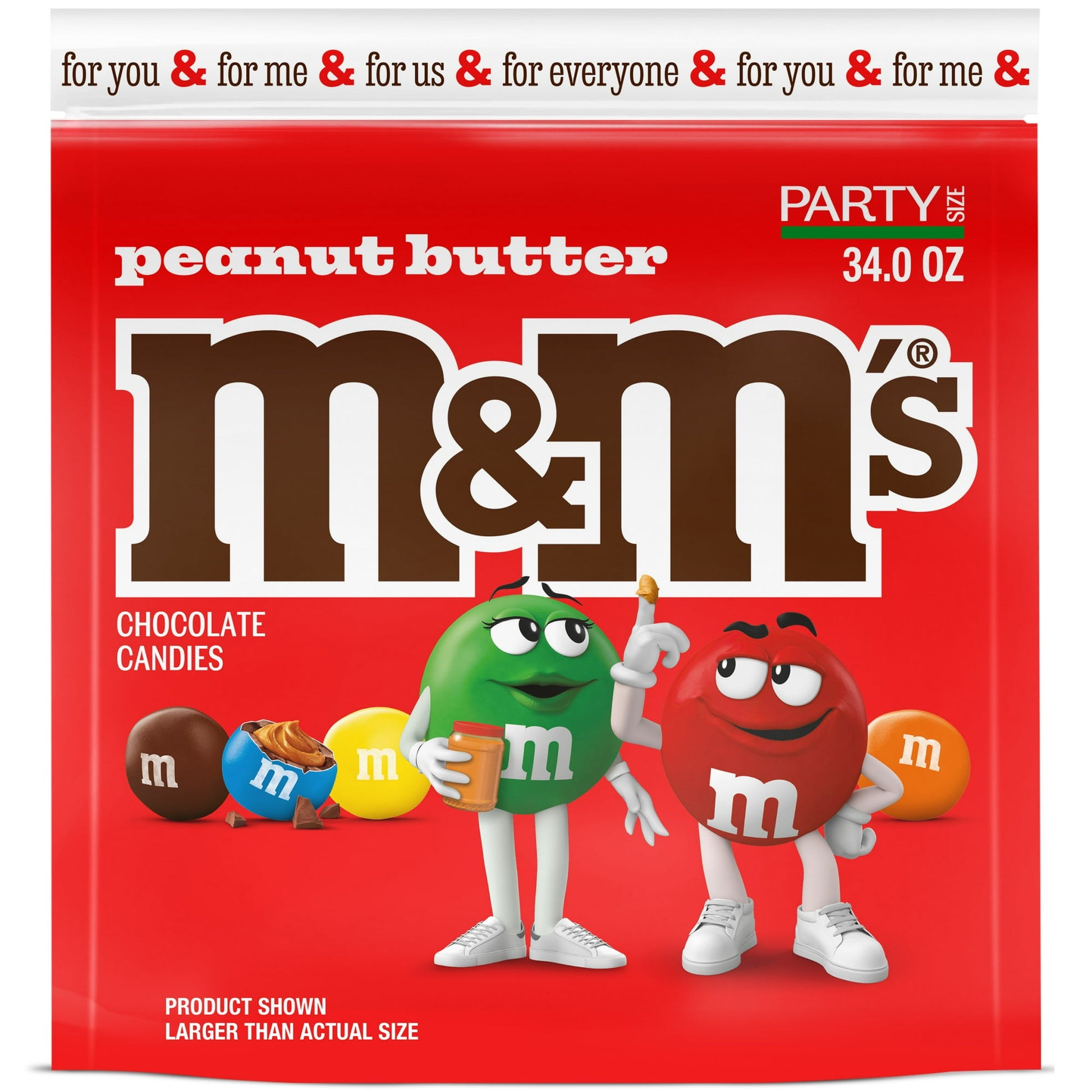 Made with real milk chocolate, smooth peanut butter and colorful candy shells, M&M’S Peanut Butter Chocolate Candy feature the dynamic duo of peanut butter and chocolate. Perfect for parties and celebrations of all kinds, these tasty candies are a great addition to candy buffets and party favor bags. Grab a bag for your next celebration, for the office, to bake with or to stock up your pantry. You’ll be glad to have M&M’S Peanut Butter Chocolate Candy on hand. Add them to your family's lunch or bring them t