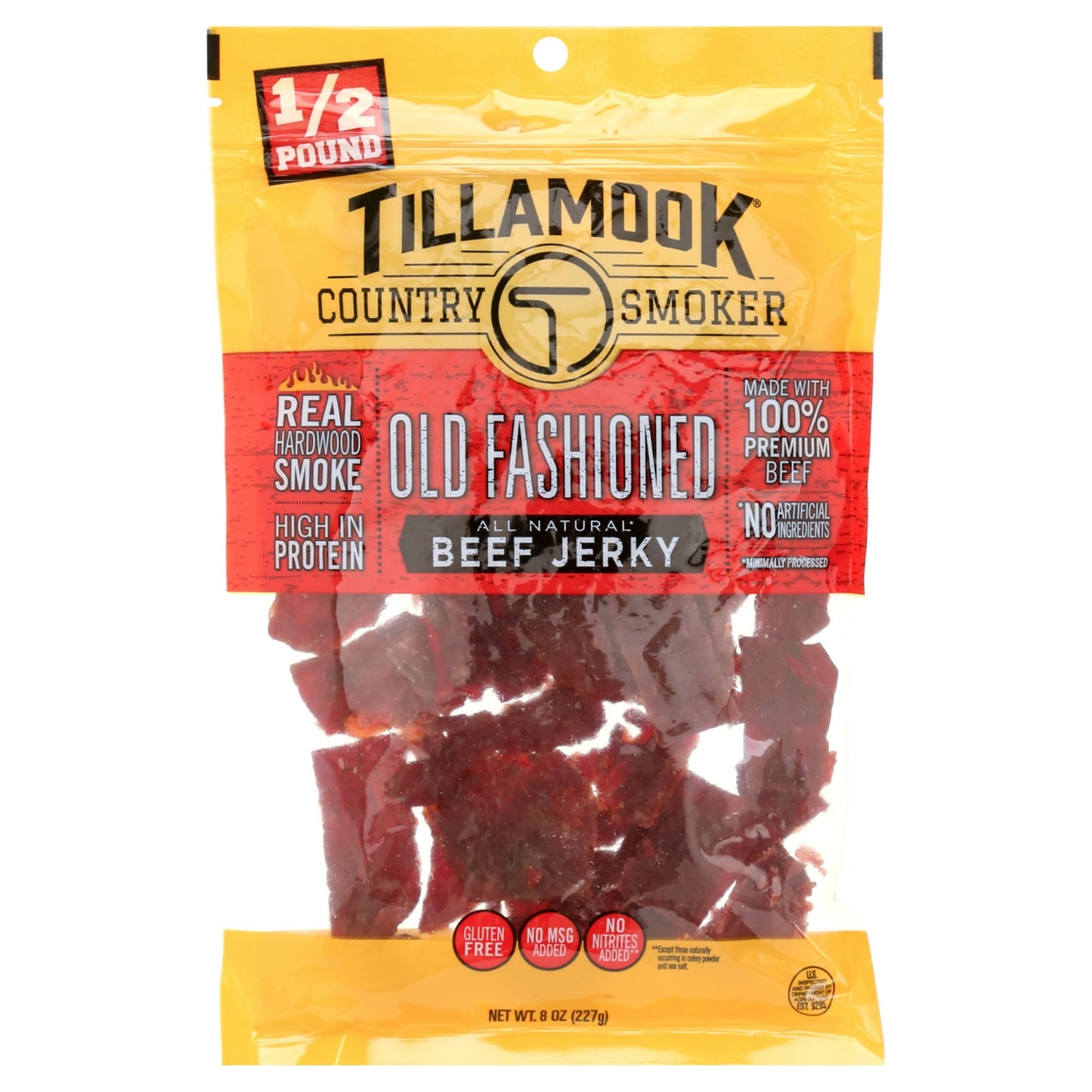 Tillamook Country Smoker All Natural Old Fashioned Beef Jerky is made with high-quality beef and 100% real hardwood smoke. Seasoned with our original recipe. Simply crafted with simple ingredients to be simply better. Gluten-free, a good source of protein, and all premium beef. Tillamook Country Smoker Old Fashioned Beef Jerky is a great snack anytime, whether you are at work or play.