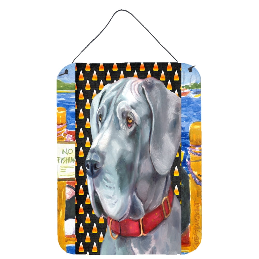 Great Dane Candy Corn Halloween Wall or Door Hanging Prints Wall or Door Hanging Prints featuring breed specific Great Dane artwork from one of our artists or graphic designers. Celebrate the Halloween holiday with this Halloween decorative Metal Print. This Wall or Door Hanging Prints is from Carolines Treasures collection Candy Corn Halloween. Indoor or Outdoor Aluminum multicolor artwork prints will add a special touch to your kitchen bath front door office outdoor patio porch or any other special place.