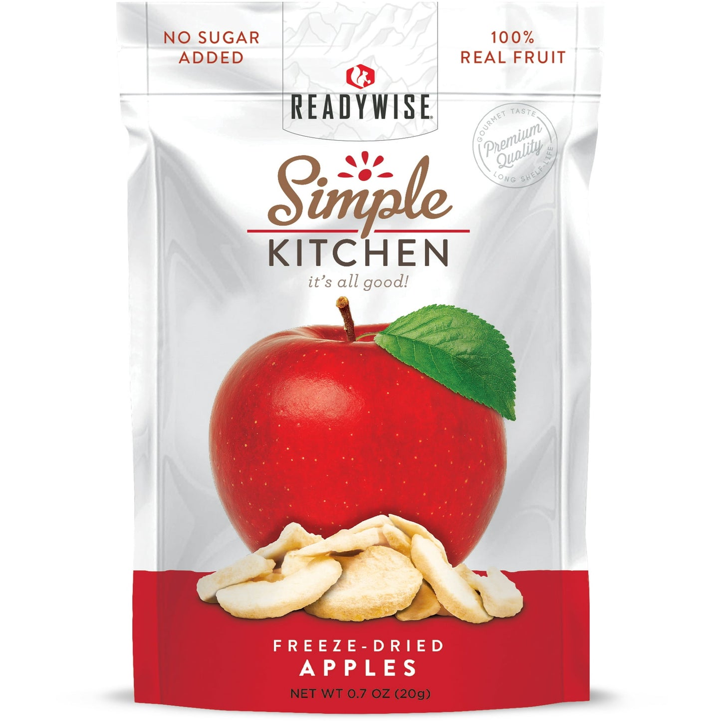 Simple Kitchen's (a Wise Company brand) 4 serving freeze-dried Sweet Apples. No fake flavors or preservatives, these are sure to be the most delicious, healthy freeze dried fruit you will ever have.