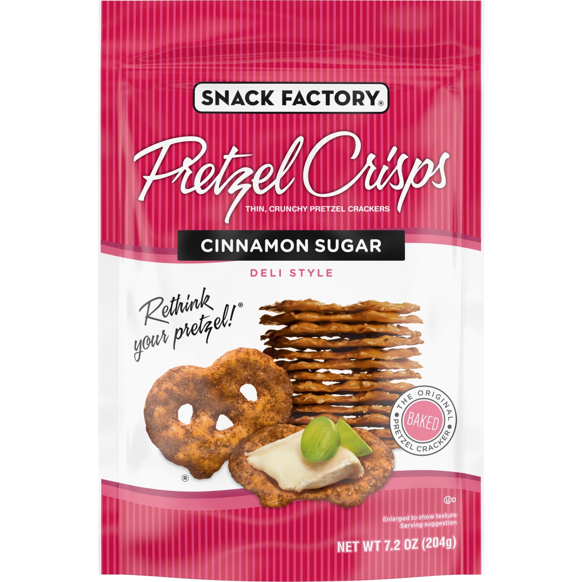 Snack Factory Cinnamon Sugar Pretzel Crisps are a sweet, gourmet twist on traditional pretzels. Made with quality ingredients and baked golden brown with a dusting of a classic flavor combo, this tasty snack is full of crunchy goodness. Made with quality ingredients and baked just right with the warmth of cinnamon and the sweetness of sugar, they pair incredibly well with dips and toppings, which makes them a fun snack or dessert. They’re also sure to satisfy your cravings straight out of the bag. These fla