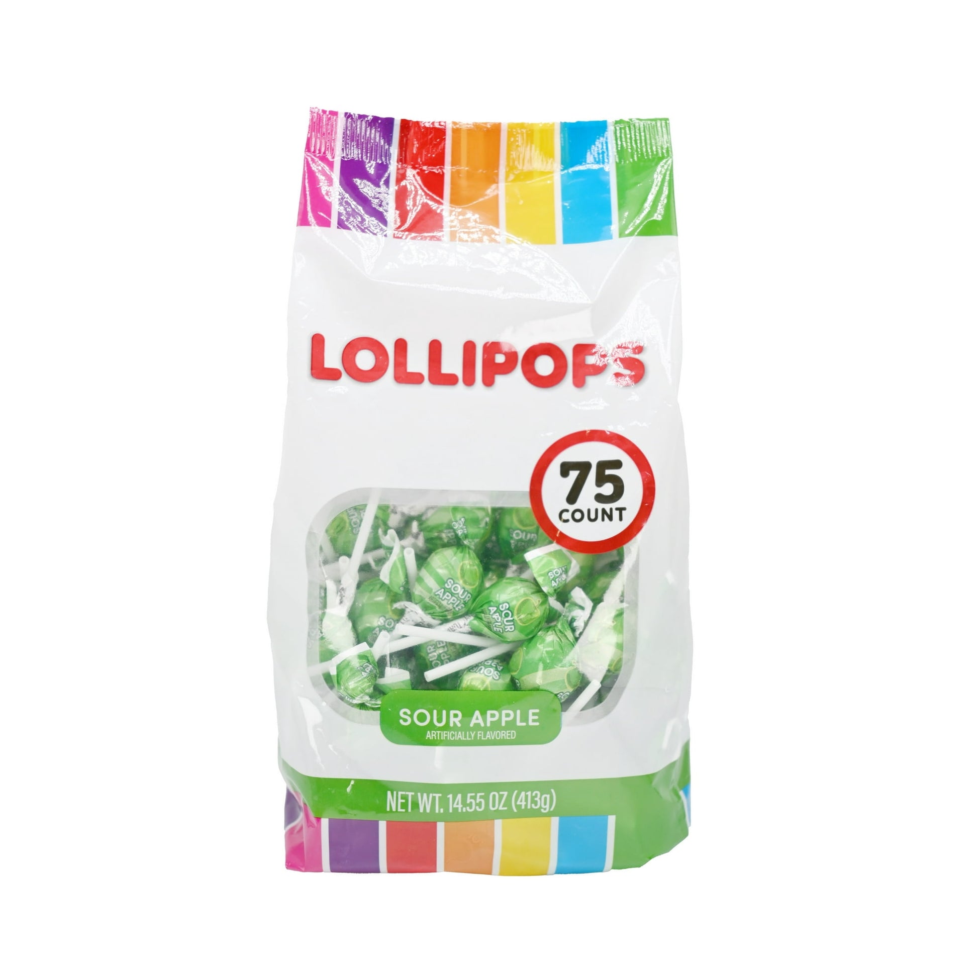 Discover the tangy delight of Hilco Green Sour Apple Lollipops! In this everyday 75-count, 14.5 oz gusset bag, you'll find a burst of sour apple flavor that's perfect for daily snacking or sharing with friends and family. These bright green lollipops bring a zesty twist to your day and add a pop of fun to any moment. Get your taste buds dancing with Hilco Sour Apple Lollipops today! Shellfish-free.