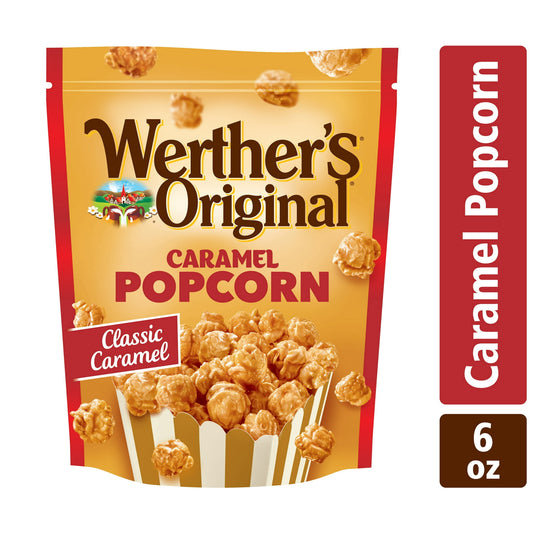 Werther's Original Caramel Popcorn is the only popcorn with rich, and creamy Werther's Original caramel. Werther's Original Caramel Popcorn is perfectly popped popcorn mixed with rich and creamy Werther's Original caramel to make the perfect snack to satisfy a sweet tooth. The perfect ready to eat treat for a movie night, party, or for yourself! Werther’s Original is made with only the finest ingredients blended together with the same passion and care our first candy maker, Gustav Nebel, brought to every ca