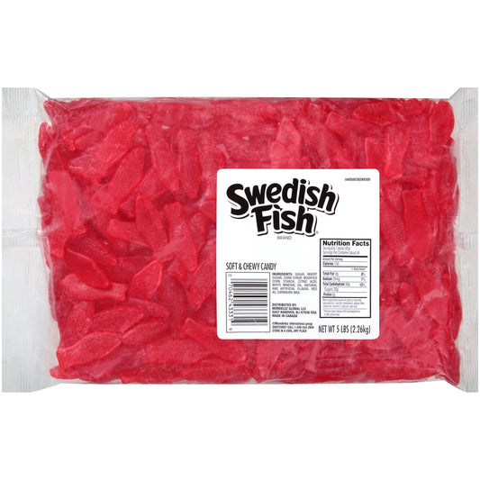 SWEDISH FISH Soft & Chewy Candy is a fun sweet snack to share and enjoy. The classic flavor of SWEDISH FISH gummy snacks floods your mouth with a delicious fruity taste, while the signature red candy fish shape adds a bit of fun to your candy experience. Keep SWEDISH FISH on-hand for quick snacks or as party favors for holidays or birthdays. This soft candy also makes a great movie theater candy.