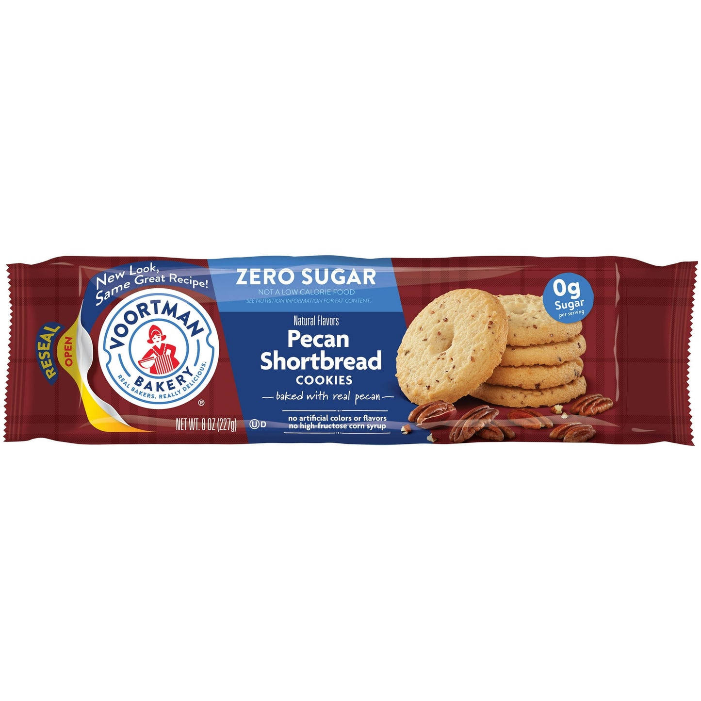 Treat yourself to pecan perfection and deliciousness. VOORTMAN Bakery Zero Sugar Pecan Shortbread Cookies contain 20% less net carbs than regular cookies all while delivering irresistible taste without the added sugar! These delicious cookies are nice and crisp and come in a resealable package. You'll be amazed at how much flavor is packed into each cookie. Enjoy them at home with a glass of milk or your favorite beverage. When you're on the move, pack them in a bag to take these tasty cookies wherever you 