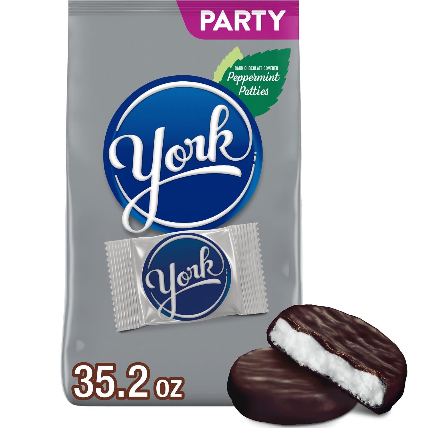 Chill out with YORK dark chocolate covered peppermint patties candy with 70 percent less fat than other leading chocolate candy brands! These small but mighty snacks invigorate your taste buds with a minty kick, combined with rich dark chocolate candy to keep you feeling excited for a full day ahead. Bring a bag into work so that everyone can have a piece. This bulk party pack is perfect for any special occasion like movie marathons, birthday parties, work celebrations and family get-togethers. Everyone can