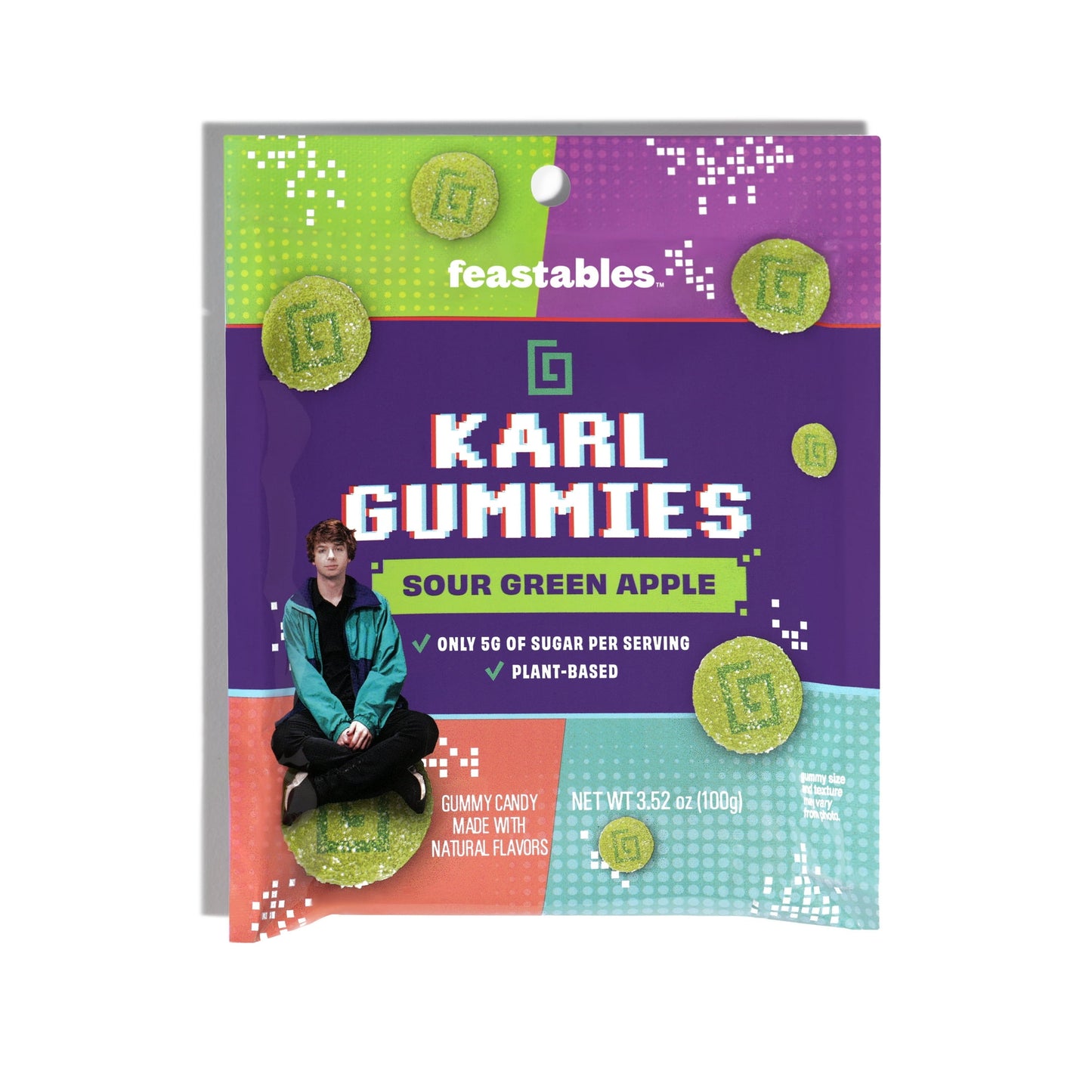 Karl Sour Green Apple Gummies offers better for you snacking, with better-than-ever flavor. Feastables is on a mission to change the way you snack. Founded by MrBeast (aka Jimmy Donaldson), we’ve created delicious snacks with ingredients you can trust. Our snacks will not only level up your day, but it will leave you wondering how you can get your hands on more.