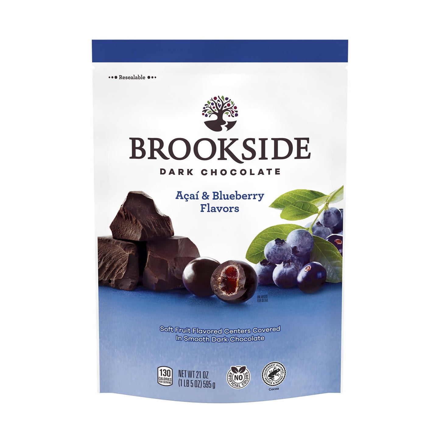 Experience the daring and unique combination of BROOKSIDE dark chocolate with blueberry and acai fruit flavored centers snacking chocolate. These smooth, dark chocolate morsels are filled with luxurious, fruity centers made with no artificial colors or flavors. Each little sphere has soft, chewy fruit flavors and smooth, rich dark chocolate. The result is a dark chocolate snack that is great if you need a sweet treat for a show-stopping addition to homemade trail mix. These chocolates are also perfect for s