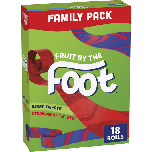 Unwrap yummy fun with Fruit by the Foot Fruit Flavored Snacks in Berry Tie-Dye and Strawberry Tie-Dye flavors. Every pouch contains a mouthwatering, gummy fruit flavored strip rolled into a coil to create an exciting treat that’s ideal for kids and adults. This fruit flavored tape is gluten free and made without gelatin, and contains a good source of vitamin C. Fruit by the Foot Fruit Flavored Snacks make a perfect addition to your pantry. Bursting with fruity flavor, reach for these individual snack bags t