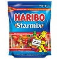 HARIBO Starmix Gummi Candy, Thin, Pack of 1, 25.6 oz Standup Bag, Say hello to HARIBO Starmix. All your favorite gummy candies all mixed in one delicious large stand up bag! Enjoy a fun assortment of our best gummies including fan favorites such as Gold-bears, Twin Snakes, Happy Cola, Happy Cherries, and Gummi Rings! Kids and grown-ups love it so, the happy world of HARIBO