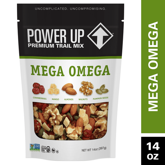 Power Up your day with our Mega Omega Trail Mix – a carefully crafted and thoughtfully sourced blend of the freshest cranberries, mango, almonds, walnuts, and pumpkin seeds. Each mix is made in small batches so you can feel confident about fueling your body with real, wholesome ingredients. Elevate your snacking experience with America's fastest-growing premium trail mix, and take your taste buds on an adventure with our wholesome, better-for-you mixes.