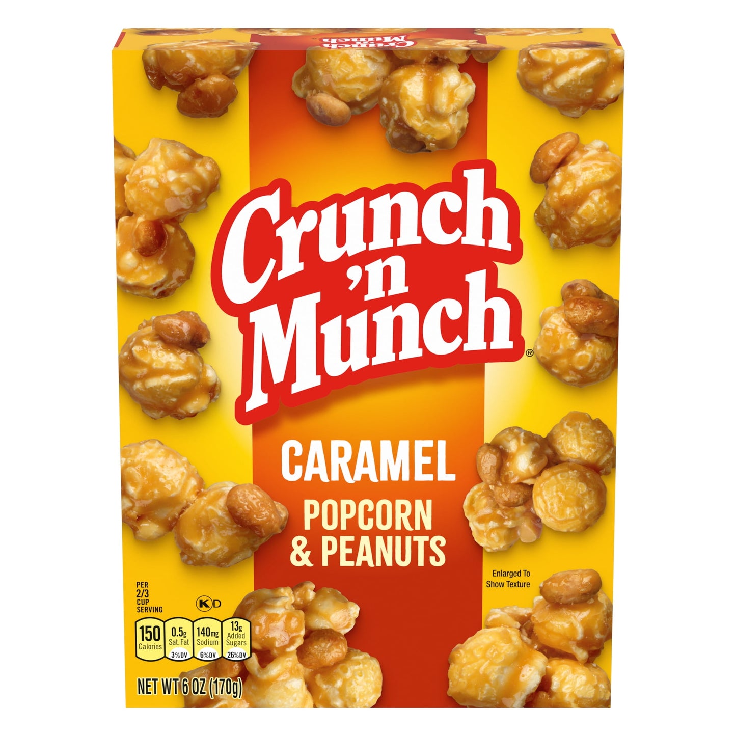 When you can’t decide between sweet or salty, choose CRUNCH ‘N MUNCH Caramel Popcorn with Peanuts in a 6-ounce box. The perfect combination of fluffy popcorn and salty peanuts is covered in decadent caramel to indulge every craving. CRUNCH ‘N MUNCH is made with 100% whole grain popcorn and crunchy peanuts for a sweet treat for every occasion. CRUNCH ‘N MUNCH has delighted families for over four decades, so pick up a box for your next party, sporting event or family movie night. Enjoy the delicious taste of 