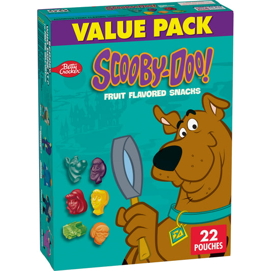 Scooby Doo Fruit Flavored Snacks feature tasty treats shaped like your favorite Scooby Doo characters for maximum fun. Packaged for on the go convenience and portability, these fruit flavored snacks are a treat the whole family can enjoy. These pouches are perfect for including in a packed school lunch box or keeping on hand for a moment's notice. Serve them as an after school snack that's a win for you and your kids. Scooby Doo Fruit Flavored Snacks are an ideal addition to your pantry and grocery routine.