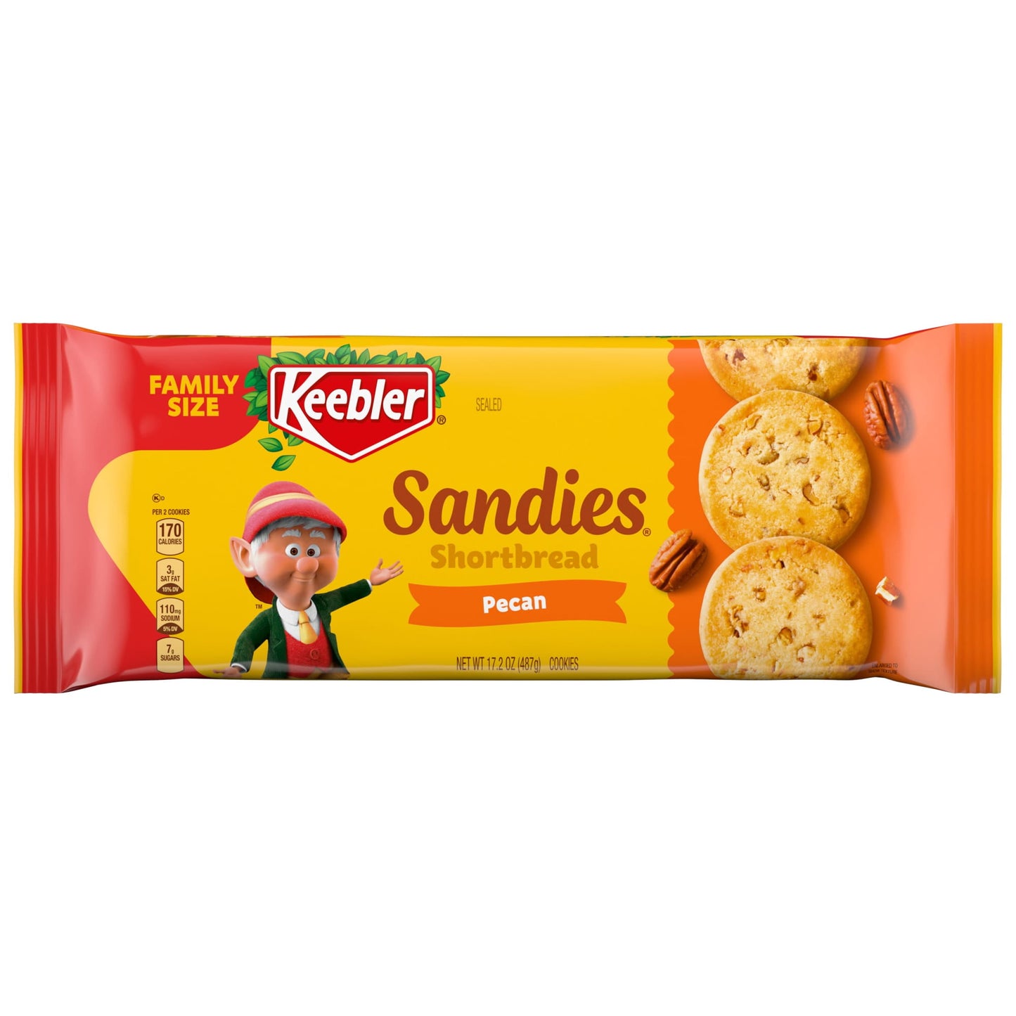 Make snack time more magical with Keebler Sandies Pecan Cookies in family size. Thoughtfully crafted by the Elves themselves, each magically baked shortbread treat melts in your mouth and is filled with crunchy pecans in every bite to create something irresistibly tasty. These delightful cookies are the pride of the Hollow Tree, made with the utmost elfin care and craftsmanship and with no high-fructose corn syrup. It’s a deliciously fun snack to share with loved ones at any time of day. Enjoy with a glass 