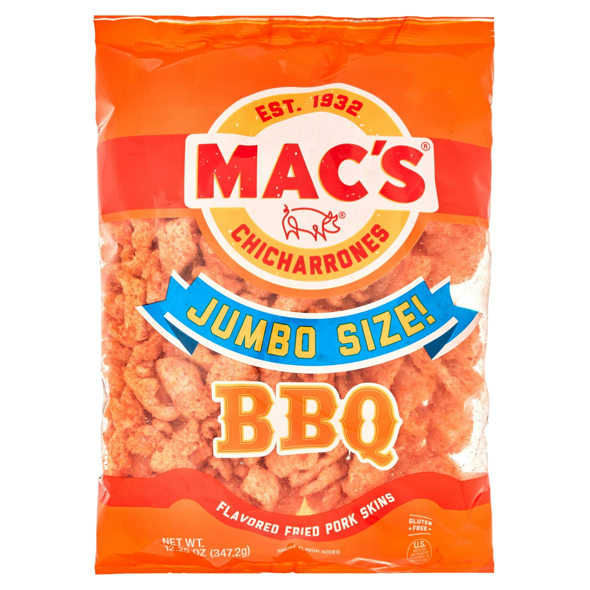 At Mac’s, our mission has been the same since 1932: cook the best pork skins and cracklins around. Mac's BBQ fried pork skins and cracklins are the perfect go-to snack for when you're hungry with 25 servings per bag, and craving something crunchy, salted, and meaty. For 80 years, Mac's pork skins, chicharrones, and cracklins have been a family and fan favorite for lightly golden, crunchy, crispy fried pork rinds that use only the highest-quality ingredients. These keto and paleo friendly pork rinds and crac