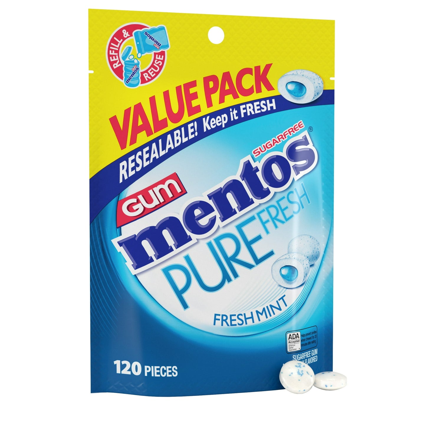 The light crunchy shell of Mentos Pure Fresh sugar-free gum offers your taste buds an immediate flavor sensation, delivering instantly fresh breath. Mentos Pure Fresh sugar-free gum is great for the car or office, as wedding favors, or anywhere people want a fresh long lasting chew. Xylitol, the first ingredient in Mentos Pure Fresh sugar-free gum, is a sweetener naturally found in many fruits, vegetables and plants. Xylitol helps prevent tooth decay and is a sweet alternative for anyone watching their suga