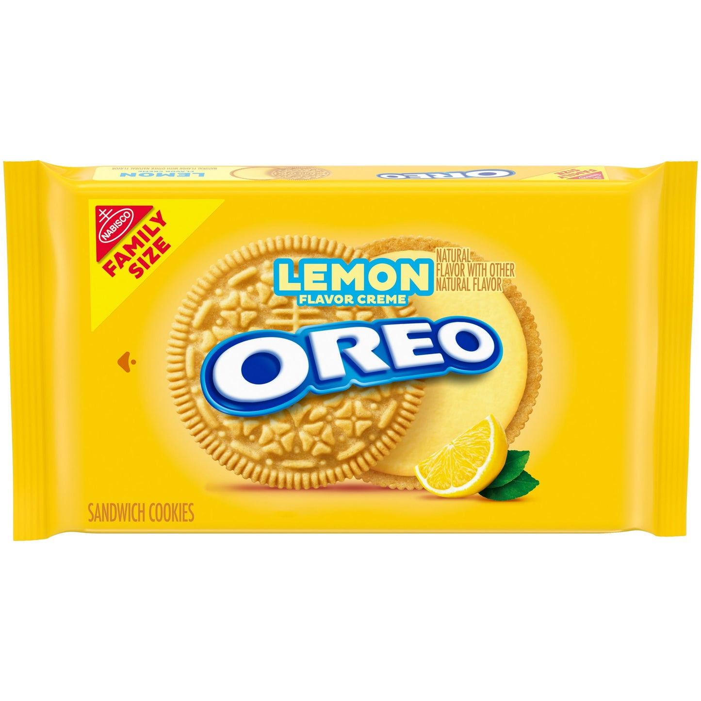 Take a delicious break with OREO Lemon Creme Sandwich Cookies, a citrus twist America's favorite baked sandwich cookie. Supremely dunkable, these Lemon flavored creme and crispy vanilla wafer cookies adds a twist to Lemon Sandwich Cookies--making them milk's favorite cookie. OREO lemon flavored creme cookies are a sweet treat that's great for serving at parties or packing with lunch for school or work. You can even mix these sweet snacks into your favorite dessert recipe for a sweet lemon twist. The reseala