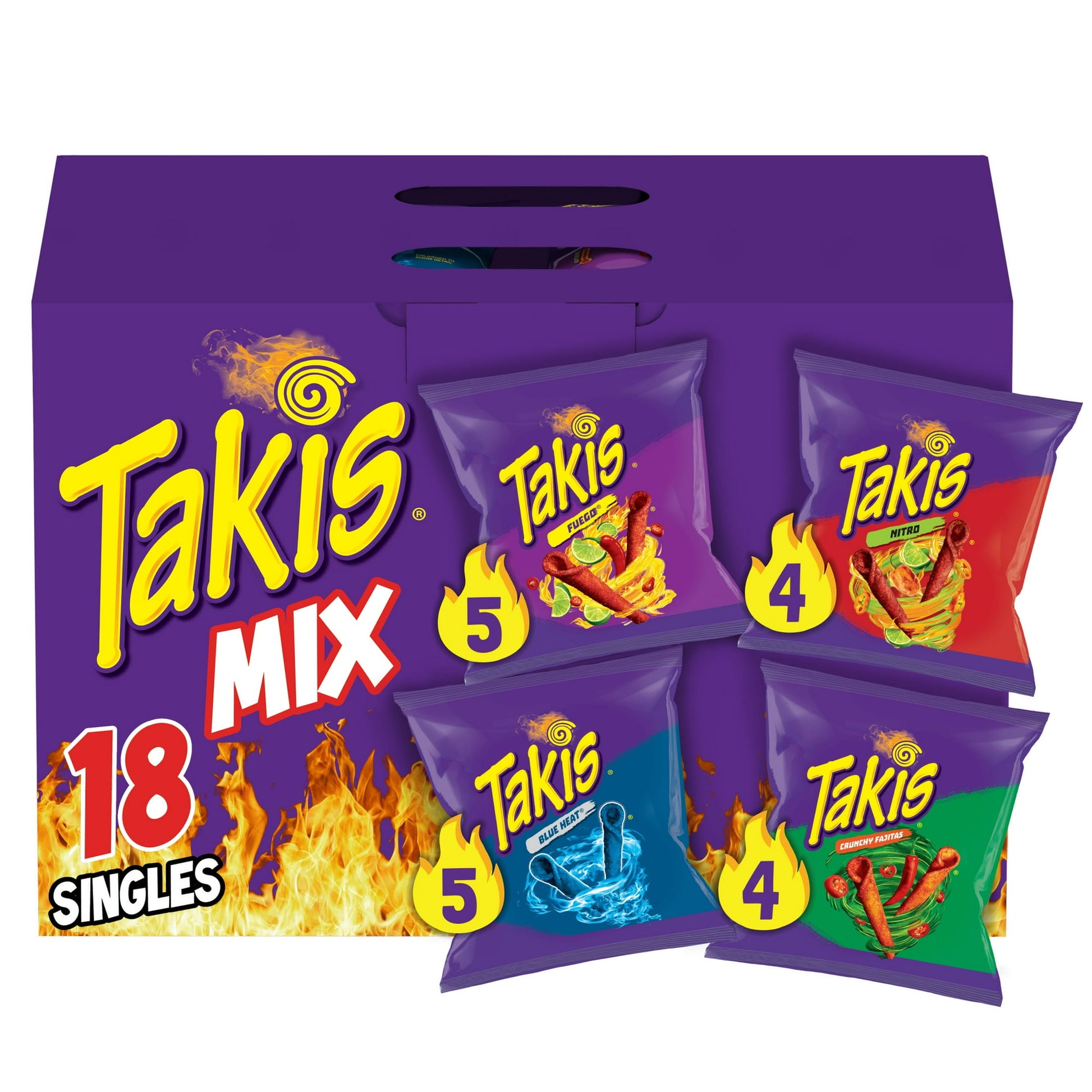 Tired of bland and boring snacks, tasteless tortilla chips, flavorless pretzels, or the same old potato chips? Change the way you munch with Takis Multipacks and Variety Packs, and give your taste buds the treat of deliciously intense flavor. We know the urge for a flavor-packed snack can strike at any time, leaving you in a less-than-stellar mood and putting a damper on your otherwise fantastic day. Our flavored-packed multi-packs and cases come in a variety of assortments that are sure to be a favorite of