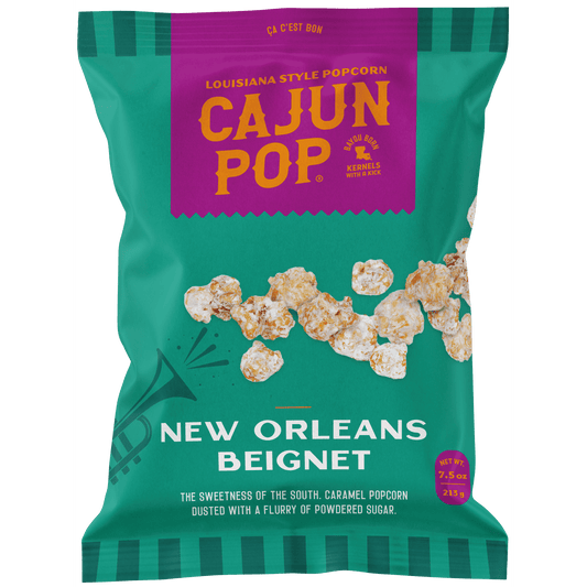 A subtle, sweet glaze that coats the perfectly baked crisp of dough with that classic powdered sugar. All the naughty flavor of beignets with all the lightness of popcorn. Here to charm your taste buds, this New Orleans recipe is our true southern belle. Easy to pop, much harder to stop!