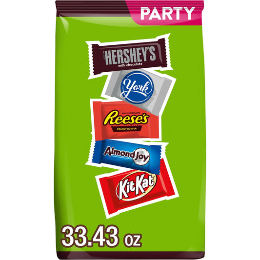 Enjoy a chocolatey treat anywhere and anytime with Hershey assorted candy, perfect for snacking, parties, holidays and more. Offering five crowd-pleasing favorites, this chocolate candy variety pack is perfect for sharing with family, friends, teammates or co-workers. Take this bulk candy bag into the office break room, pour some individually wrapped candies into your jar at home or take a party pack to your next sports game to celebrate the win. This assorted bag of candy contains HERSHEY'S milk chocolate 