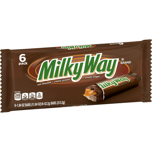 Treat yourself to a delicious, delightful chocolate experience. Single Size MILKY WAY Milk Chocolate Candy Bars are made with creamy caramel and smooth nougat and enrobed in rich milk chocolate. These distractingly delicious, individually wrapped chocolate bars are great for sharing with coworkers and friends, gifting, or party goodie bags. There's no wrong way to enjoy MILKY WAY Candy Bars.