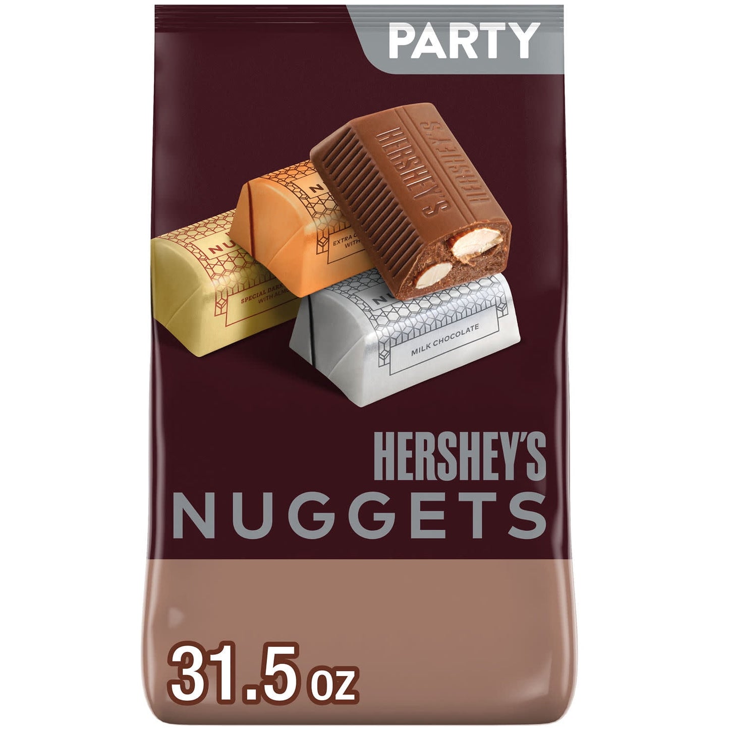 This HERSHEY'S NUGGETS assorted candy is filled with delicious assorted chocolate treats any chocolate lover will adore, and it includes scrumptious candies that are the perfect size for snacking. Dress your kitchen table up with a bowl of HERSHEY'S NUGGETS assorted chocolate candies, surprise your co-workers with a filled candy dish or drop a handful of these treats into a party bag for an instant, anytime gift. This chocolate candy variety pack includes HERSHEY'S SPECIAL DARK mildly sweet chocolate with a