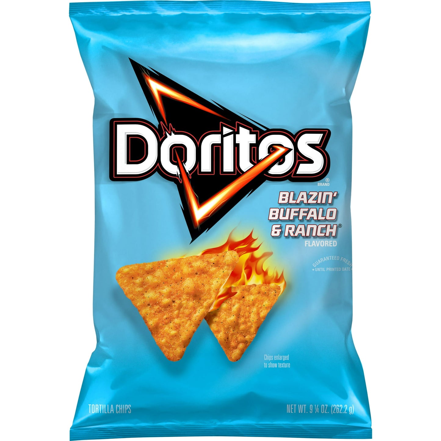 The Doritos brand is all about boldness. If you’re up to the challenge, grab a bag of Doritos tortilla chips and get ready to make some memories you won’t soon forget. It’s a bold experience in snacking and beyond. Each crunchy tortilla chip is packed with intense flavor, making them ideal for parties, gatherings, or simply enjoying at home. Doritos Blazin’ Buffalo & Ranch Tortilla Chips are sure to satisfy your snack cravings with their unique and delicious blend. Grab a bag today and elevate your snacking