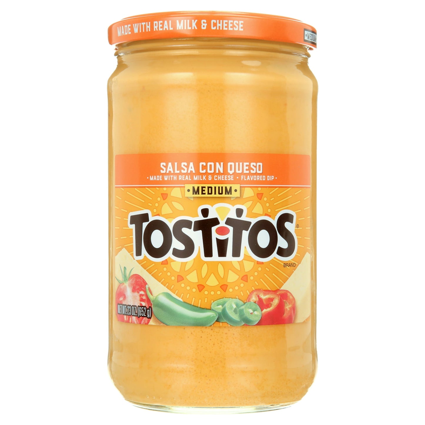 Tostitos® are more than tortilla chips and dips – they’re an invitation to catch up with friends, so Get to the Good Stuff™! Whoever said “variety is the spice of life” must have been talking about Tostitos because our chips and dips come in many different flavors. Made with real Monterey Jack cheese, TOSTITOS® Salsa Con Queso blends ripe tomatoes, chopped jalapeños and mild red bell peppers for a medium, creamy dip that always gets the party started. This delicious Shelf-Stable Salsa Dip product is perfect