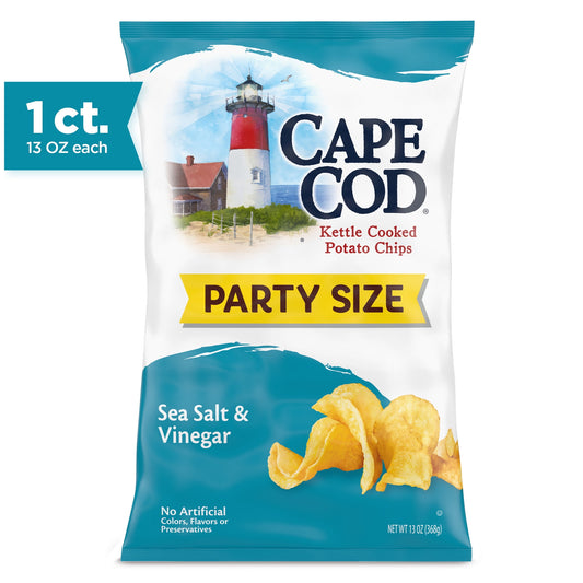 There’s nothing as flavorful as the distinctly Cape Cod version of Sea Salt & Vinegar kettle cooked chips. To achieve this perfect combination of salty and sour loved by so many meant trying different recipes to meet our standards. We found that the robust potato taste of our kettle-cooked chips called for the right amount of vinegar to produce truly satisfying flavor. We start with choice potatoes and slice them perfectly, then cook them in custom kettles, one batch at a time. Unique shapes and folds mean 