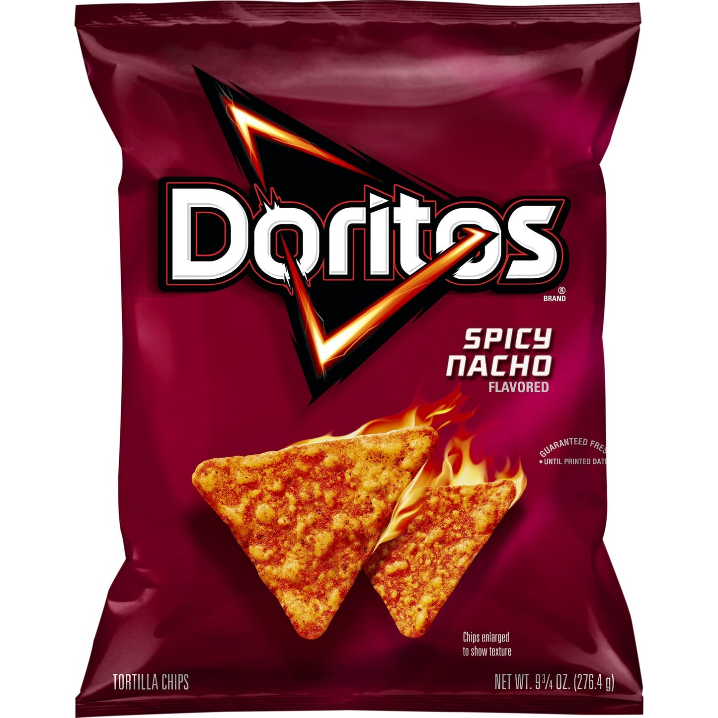 If you find yourself loving Nacho Cheese Flavored Tortilla Chips, but want to turn up the dial, Doritos Spicy Nacho Flavored Tortilla Chips were made for you. Every bite is a bold kick of Spicy Nacho Cheese flavor. Combine the Doritos crunch with the flavor of Spicy Nacho Cheese, and you've got an unstoppably delicious snack. Grab a bag and stock up on the bold taste of Doritos Spicy Nacho Tortilla Chips.