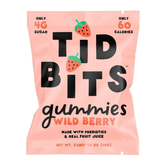 Our gummies are low in sugar, non-GMO, and low calorie making them the perfect guilt-free treat for anyone looking for a healthier alternative. Made with real fruit juice and prebiotic fiber, which promotes digestive health and supports the immune system. Using only natural sweeteners and avoid corn syrup, monk fruit, and stevia altogether. Each serving of Tidbits candy contains only 4 grams of sugar and 60 calories, making it an ideal option for health-conscious consumers.