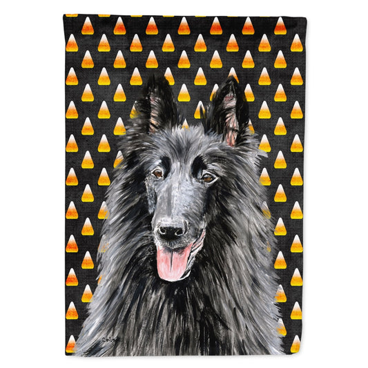 Carolines Treasures SC9196-FLAG-PARENT Belgian Sheepdog Candy Corn Halloween Portrait Flag multicolor This design is available in both the garden size (small) and the house size (large).