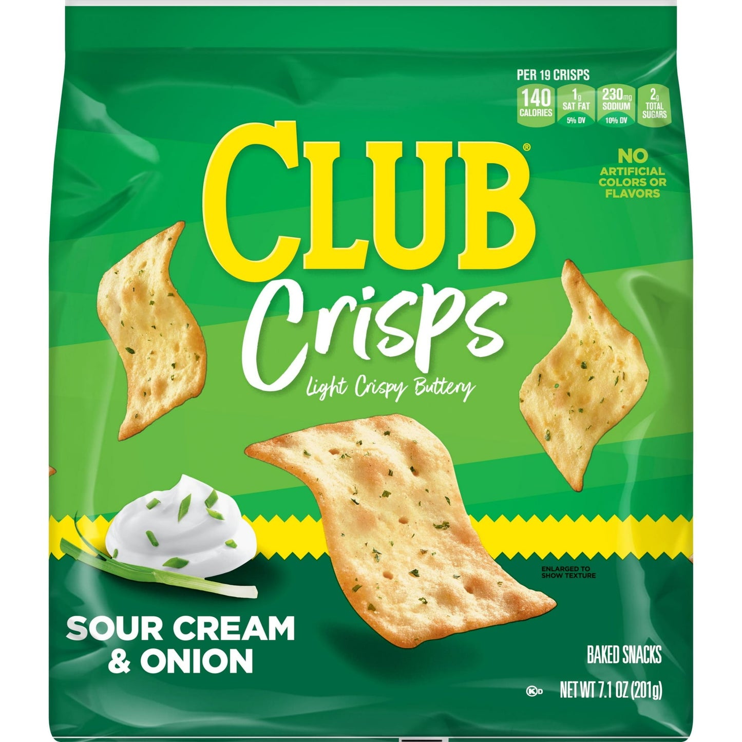 Experience simple snacking with a smooth and tangy twist. Club Cracker Crisps Sour Cream and Onion are light, crispy, and buttery with an irresistibly rich sour cream and onion flavor. Baked full of delicious, real ingredients, these tempting cracker crisps make a convenient, easy-to-grab anytime snack. Delightfully simple, these crisps are rolled thin and crispy with the light, buttery goodness of original Club Crackers; They taste delicious right out of the bag. Try them as a crunchy, flavorful side to so