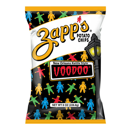 Prepare to be mystified by the irresistible allure of Zapp’s Voodoo New Orleans Kettle Style Potato Chips! Available in an 8 oz bag, these potato chips capture the essence of New Orleans’ enigmatic charm. Our kettle-cooking method ensures a satisfying crunch that echoes the lively beats of jazz in the French Quarter. The Voodoo blend of spices, with hints of smoky barbecue and a touch of spicy heat, adds a layer of complexity to every chip, creating a taste sensation that is nothing short of magical. Whethe