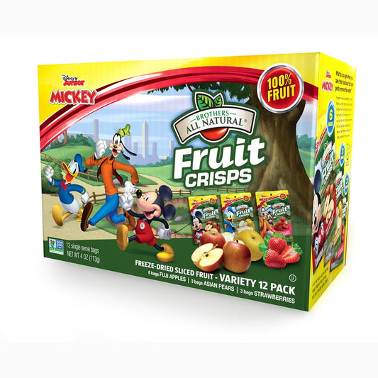 Disney Fruit Crisps Variety Pack, 0.35oz: Disney Fruit Crisps are the perfect snack for kids, made with absolutely no added preservatives, colorings, or flavor enhancers. A safe, allergy-friendly snack, they are suitable for lunch boxes or classrooms. The Disney variety pack includes exciting flavors like Asian Pear, Strawberry, and Fuji Apple. Enjoy the fun and healthy treat that kids will love! Snack time never looked so magical!