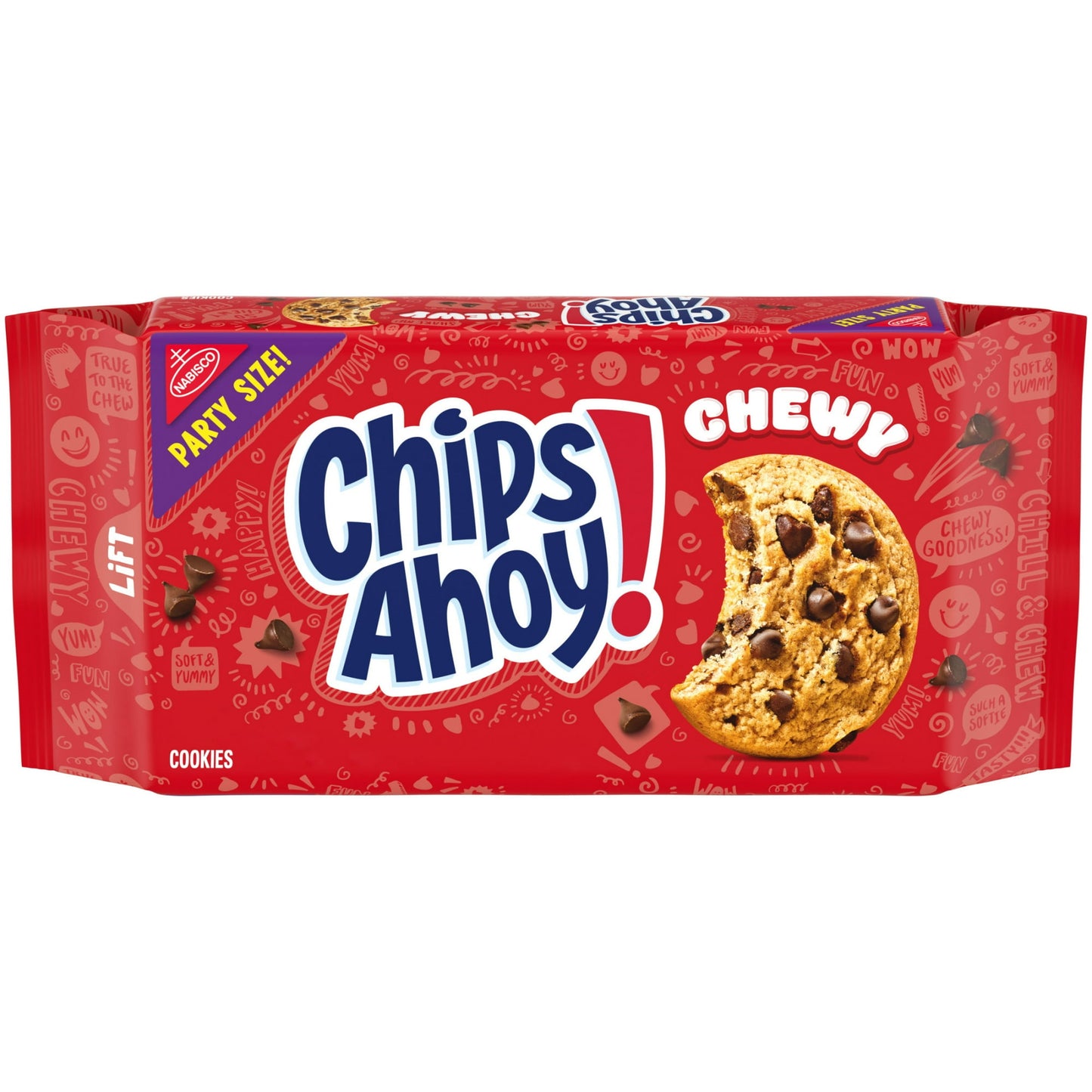 CHIPS AHOY! Chewy Chocolate Chip Cookies are the CHIPS AHOY! cookies you know and love, but baked to be perfectly soft and chewy. These soft cookies are baked to perfection for maximum chewiness. Make lunches at school or work more exciting by including these chewy cookies, or serve as birthday cookies for a last minute party. The lift tab makes the cookies easy to open and close for easy storage.