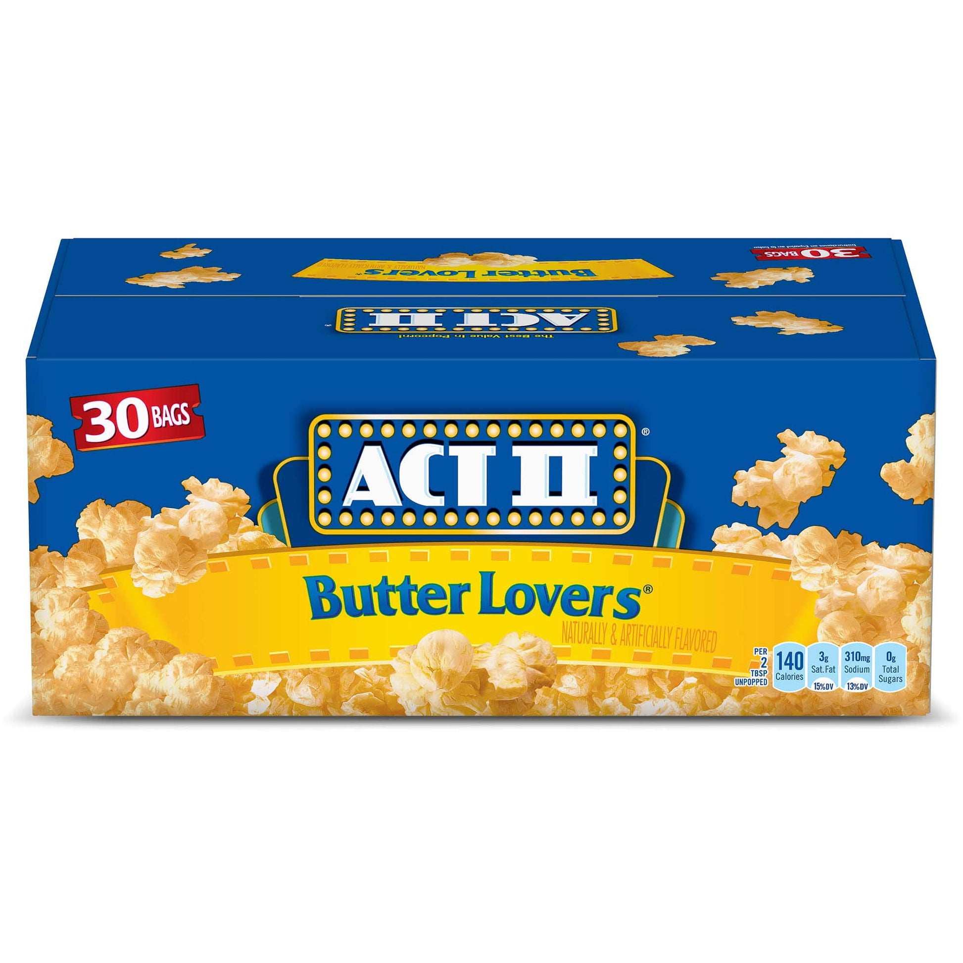 Love is in the air. Or is that the smell of Act II Butter Lovers Popcorn popping in the microwave? Taste the rich, buttery flavor of this microwave popcorn in every fluffy kernel. Plus, it's made with 100% whole grain popcorn kernels and contains 0 grams of trans fat per serving. ACT II Butter Lovers Popcorn can be ready in minutes, making it a perfect pop-and-go snack for ball games, movie nights and every event in between. Choose ACT II Butter Lovers Popcorn for the best value in popcorn.