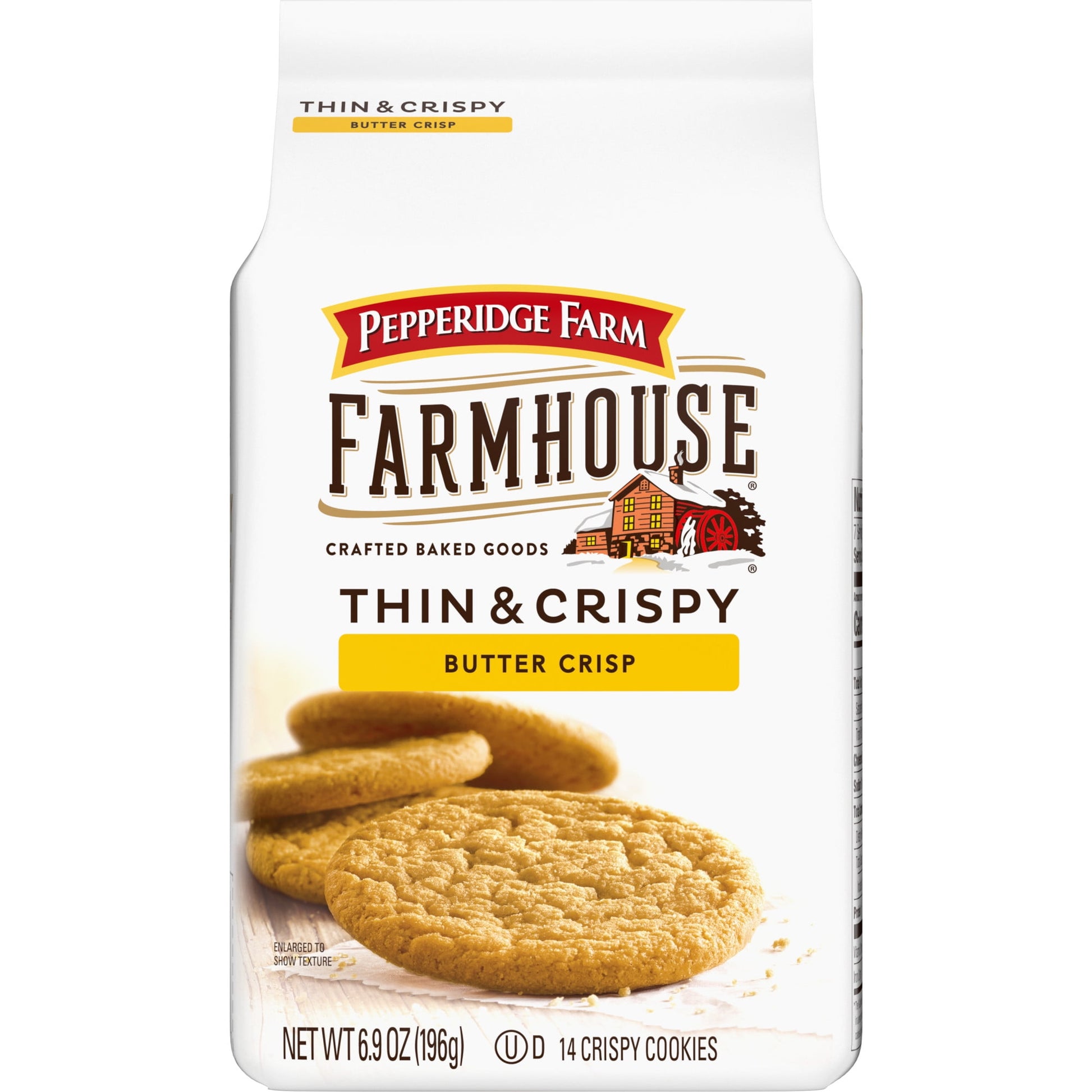 Welcome to Farmhouse, where our bakers thoughtfully choose each ingredient to create mouthwatering new recipes and time-loved favorites. These Pepperidge Farm Farmhouse Thin & Crispy Butter Crisp Cookies are baked with care and quality ingredients like toasted butter, cage-free eggs, and a touch of brown sugar. Since 1937, we've held true to our founder Margaret Rudkin’s belief that when you combine the best ingredients with the skill and care of creative bakers - well, the result is simply delicious. So, e