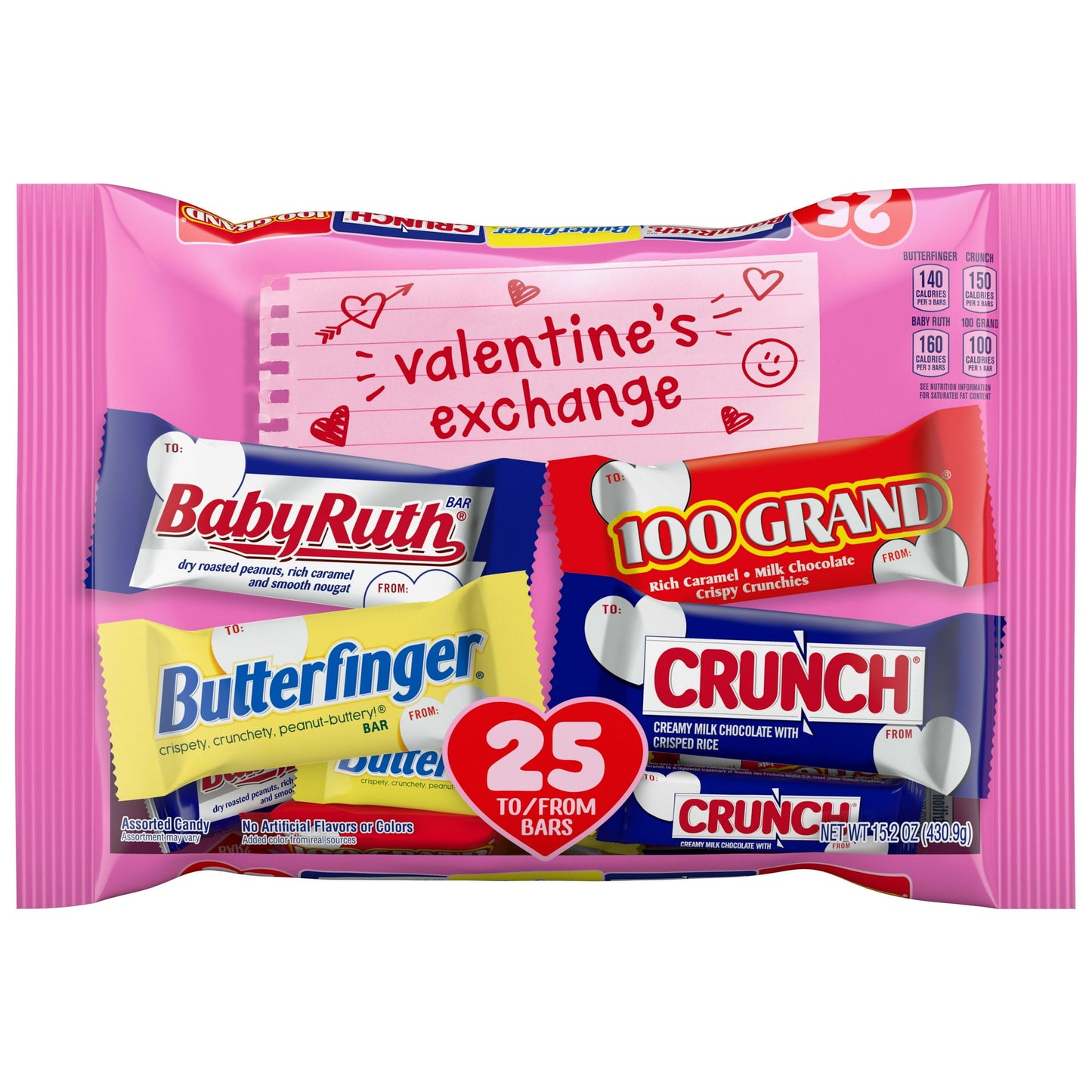 Enjoy the tasty variety of fan favorites like Butterfinger, CRUNCH, Baby Ruth and 100 Grand in this 25-count box of assorted Full Size candy bars. Discover a variety of perfectly classic and delicious chocolatey candy bar treats. From peanut-buttery Butterfinger to the chewy, crunchy goodness of Baby Ruth and 100 Grand to the crunchy texture of CRUNCH you know and love, these classic candy bars deliver and are individually wrapped. Great for savoring as a treat, a reward or during an office break getaway, t