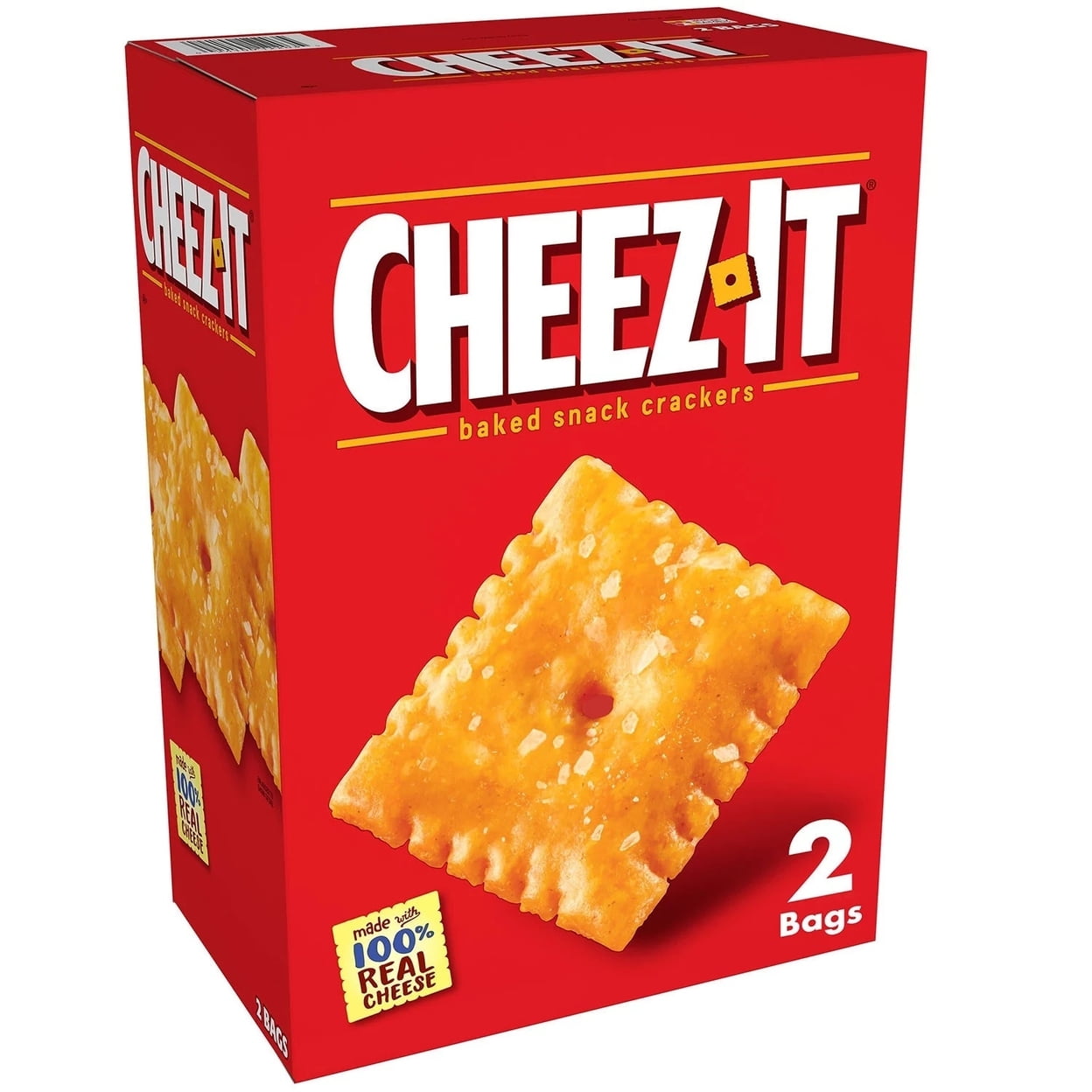 Cheez-It Original Crackers (3 Pounds) The iconic cracker and cheese flavor you know and love. Made with 100% natural cheese thats matured to perfection before being baked into the iconic square cracker with the hole in the middle. While theyre the perfect snack, scroll down for even more ways to enjoy Cheez-It crackers.