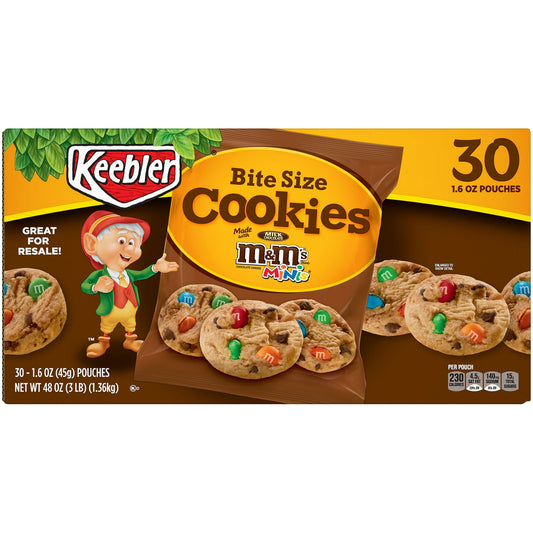 Make snack time a little sweeter with the Keebler Elves and Keebler Chips Deluxe Rainbow Mini Cookies with M&M'S Mini Chocolate Candies. These delightful treats are fresh from the Hollow Tree and feature delectable, bite-size cookies loaded with mini chocolate chips and M&M'S Mini Chocolate Candies for a chocolatey burst in every bite. Conveniently packaged in an easy-to-access cookie caddy, these delicious cookies have been baked to golden perfection and are made with pantry-perfect staples like enriched f