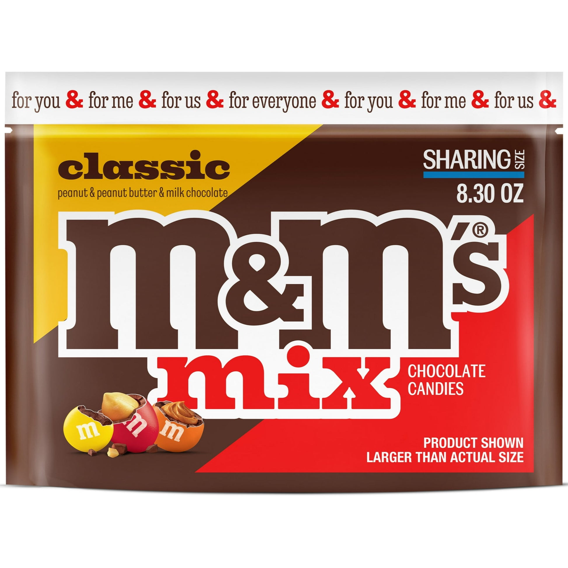 Shake up your day with NEW M&M’S Classic Mix Chocolate Candy packs. M&M’S Classic Mix features M&M’S Milk Chocolate, M&M’S Peanut Butter Chocolate, and M&M’S Peanut Chocolate candy together in one bag. What's better than enjoying just one of these delicious M&M'S candy flavors? Enjoying all three at once! This exciting assorted candy mix will please every chocolate candy fan. Break this fun chocolate candy assortment out as an after dinner dessert, add it to your movie night candy spread, or mix these choco