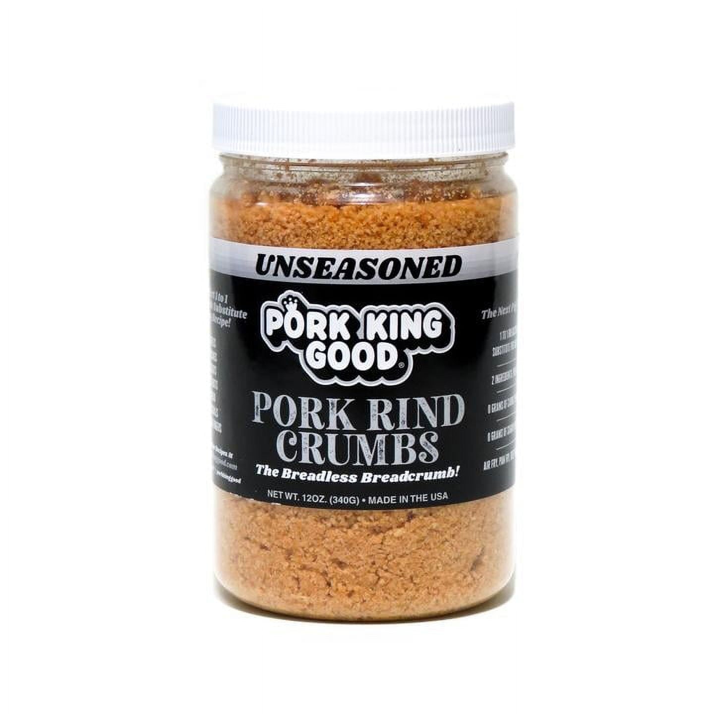 A zero carb, keto friendly breadcrumb and flour alternative! Simply substitute Pork Rind Crumbs for breadcrumbs in your favorite recipes to recreate your favorite meals without the carbs! Perfect for anyone following a ketogenic, low carb, paleo, gluten free, or diabetic diet! Recipe ideas: Chicken fingers, fried fish or shrimp, mozzarella sticks, onion rings, casseroles, chicken parm, stuffed mushrooms, biscuits, pancakes, paffles / chaffles (pork rind waffles), even bread!