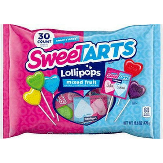 Indulge in the SweeTarts Valentine's Heart-Shaped Lollipops which are a delightful blend of sweet and tangy flavors in every bite! These heart-shaped lollipops are the perfect treat for Valentine's Day classroom parties or friendship exchanges, with 30 pieces containing "to and from" labels. Share your love with these classic candies, whether it's in a candy dish, as a sweet gift, or as part of your Valentine's Day celebrations. SweeTarts are great gifts for friends, family, and colleagues. Plus, they're al