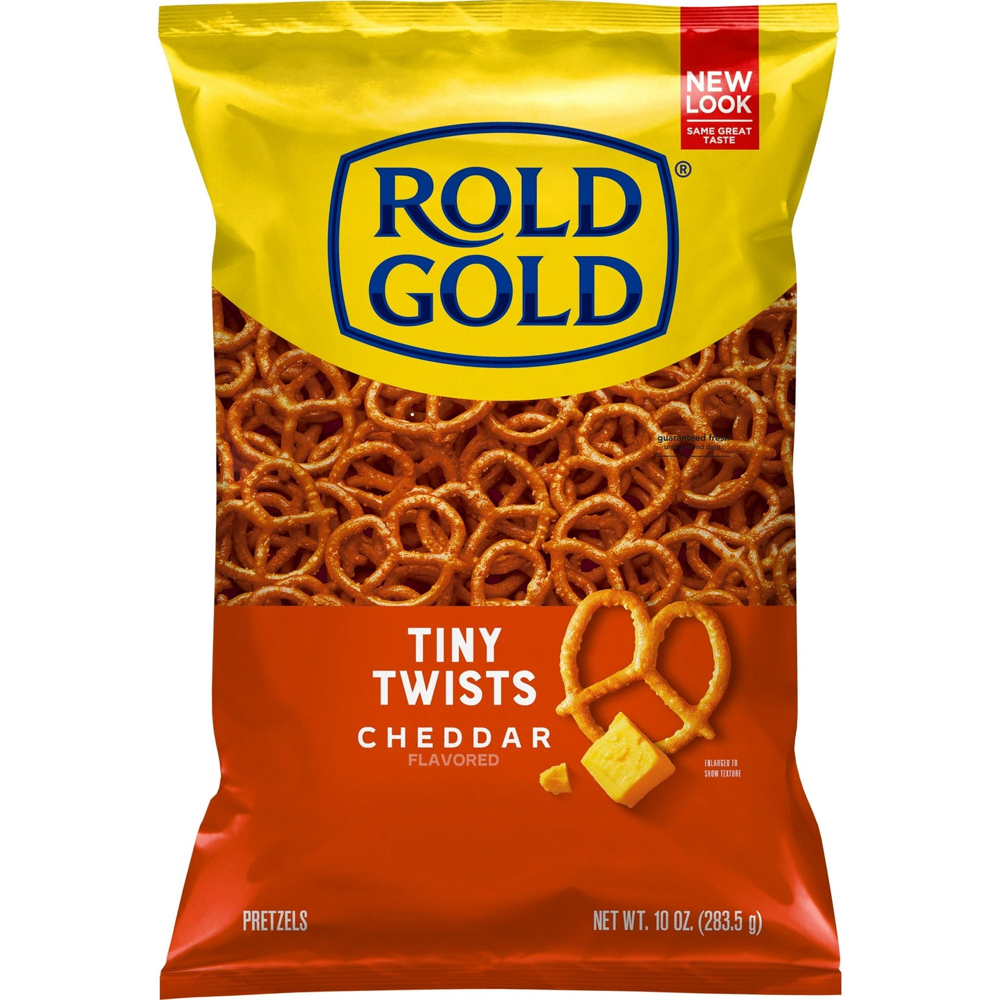 Between the one-of-a-kind flavor & crispy texture of ROLD GOLD pretzels, you'll fall in love with this baked snack. Try them with peanut butter, hummus or on their own to take your break to a whole new level! Rold Gold Tiny Twists Pretzels Cheddar Flavored (10 oz) offer a delightful combination of crunchy pretzels and rich cheddar cheese flavor. These bite-sized twists are perfect for snacking anytime, whether you’re enjoying them at home, on the go, or at gatherings. Item Contains Wheat and Milk Ingredient