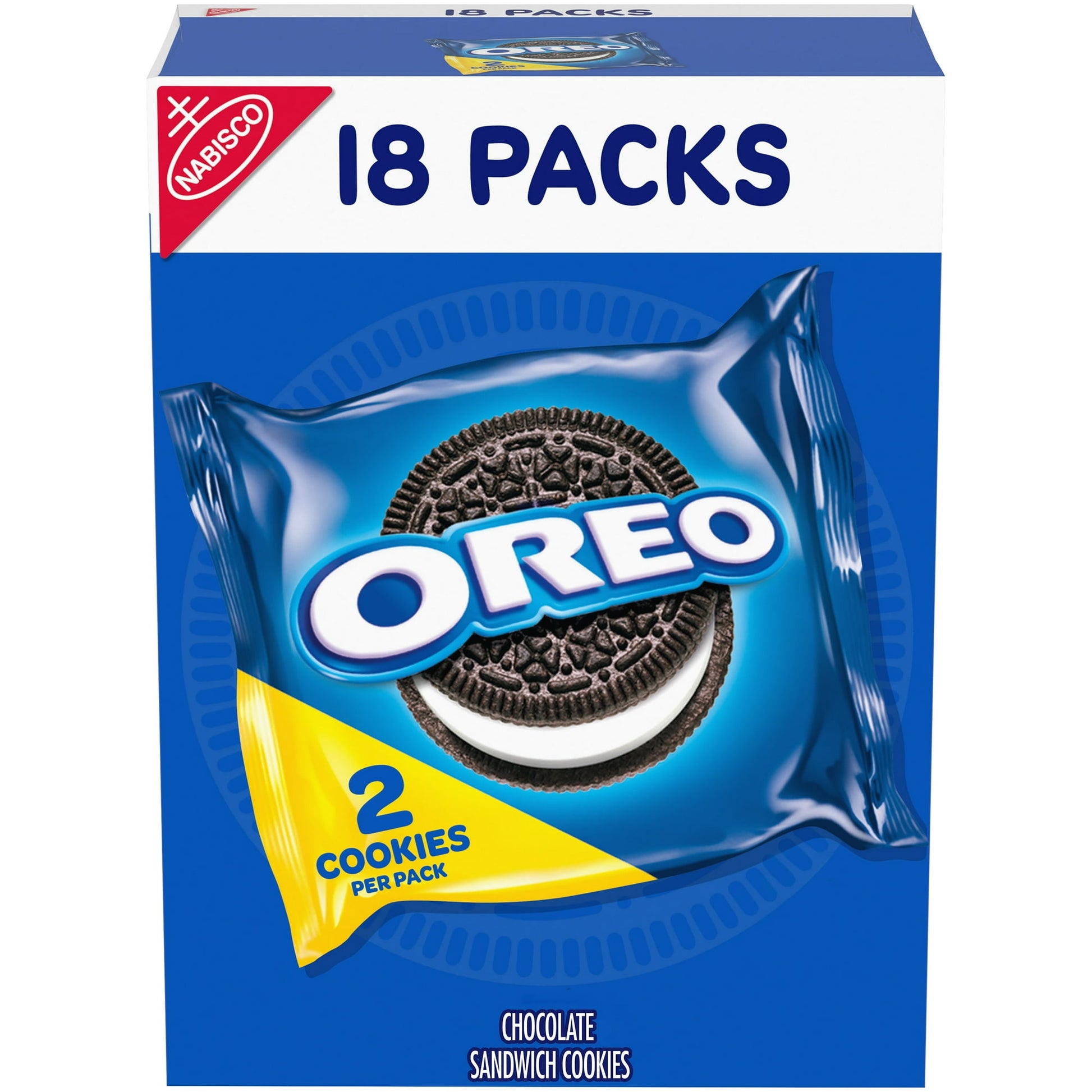 Take a delicious break with Oreo Chocolate Sandwich Cookies, America's favorite sandwich cookie for over 100 years. Supremely dunkable, Oreo cookies sandwich a rich creme filling between the bold taste of two chocolate wafers making them milk's favorite cookie. Original Oreo cookies are great for serving at parties, packing in school lunches, or mixing into your favorite dessert recipe. These convenient Oreo cookie snack packs hold two cookies each, making them the perfect serving size for snacking, sharing