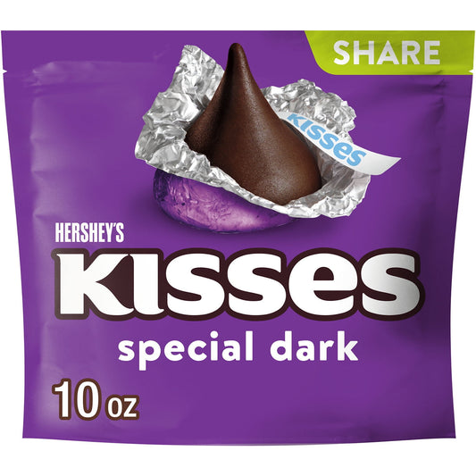 Need to make sure the whole family is happy with the snack selection? Looking to give your employees a midday treat they will actually enjoy? Whatever the case, HERSHEY'S KISSES candies have you covered. These HERSHEY'S KISSES SPECIAL DARK mildly sweet chocolate morsels make the perfect creamy treat throughout the day whenever you need a little pick-me-up. Try some HERSHEY'S KISSES chocolate candy in a new dessert recipe or on top of your favorite cookie, brownie and cake treats for an extra bite of bliss y